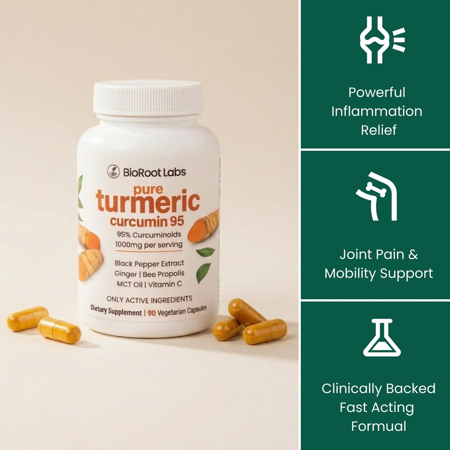 Turmeric Curcumin Capsules (1,000mg) Liver Support Supplement